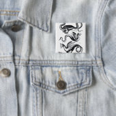 Vier soorten draak vierkante button 5,1 cm (In situ)