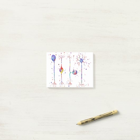 Vier soorten neuronen post-it® notes (Op bureau)