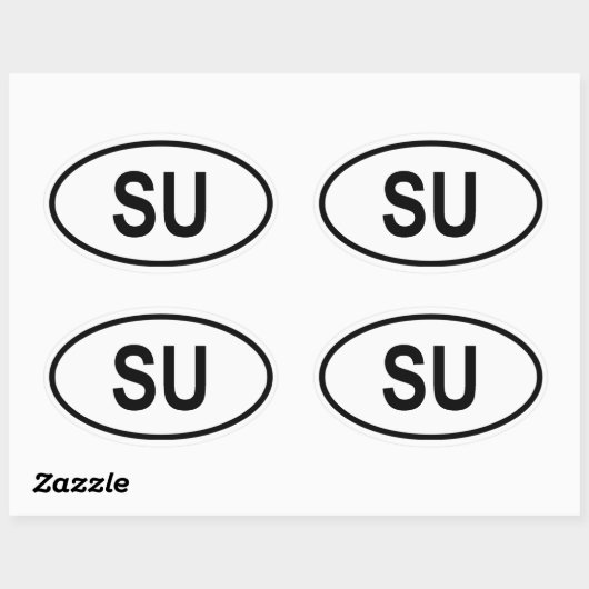 VIER Sovjet-Unie "SU" Ovale Sticker (Vel)