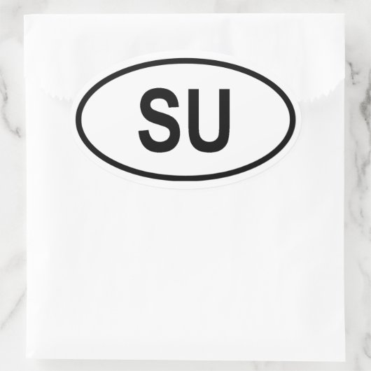 VIER Sovjet-Unie "SU" Ovale Sticker (Tas)