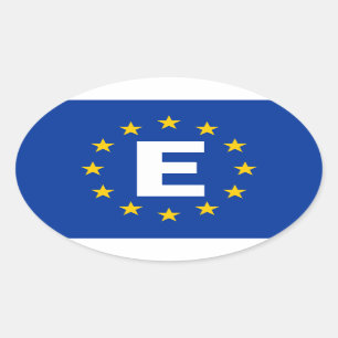 VIER Spanje "E" vlag Europese Unie Ovale Sticker
