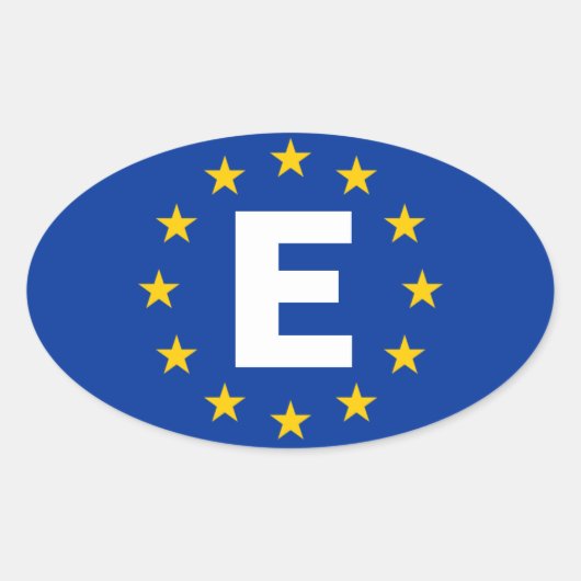 VIER Spanje "E" Vlag van de Europese Unie Ovale Sticker (Voorkant)