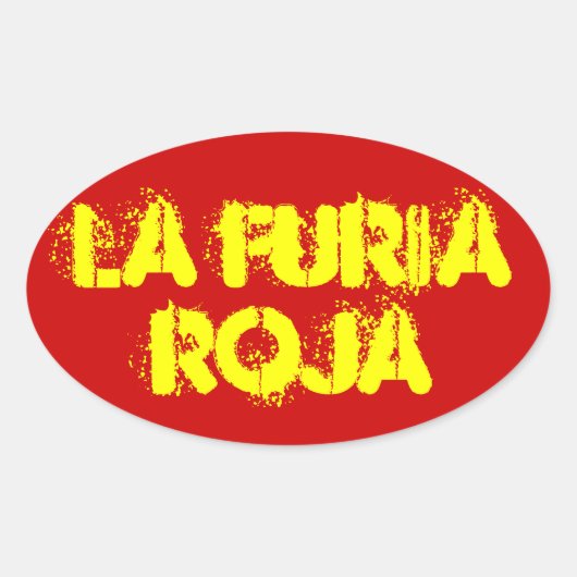 VIER Spanje "La Furia Roja" Ovale Sticker (Voorkant)
