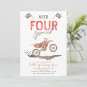 VIER Speed Birthday-uitnodiging nodig | 4e Kaart (Staand voorkant)