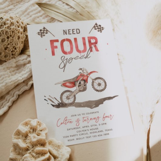 VIER Speed Birthday-uitnodiging nodig | 4e Kaart