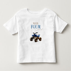 Vier Speed Blue Quad Bike Verjaardag T-shirt