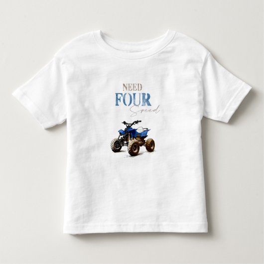 Vier Speed Blue Quad Bike Verjaardag T-shirt (Voorkant)