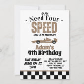 Vier Speed Boy 4e Verjaardagsfeestje nodig Kaart (Voorkant)