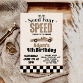 Vier Speed Boy 4e Verjaardagsfeestje nodig Kaart