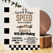 Vier Speed Boy 4e Verjaardagsfeestje nodig Kaart