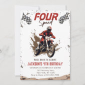 Vier Speed Dirt Bike Adventure Verjaardagsfeest Kaart (Voorkant)