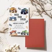 Vier Speed Monster Trucks 4e verjaardagsfeestje Kaart