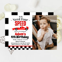 Vier Speed Race Auto Jongen 4e Verjaardagsfeestje 
