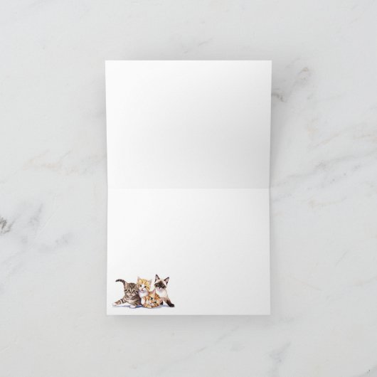 Vier speelse Kittens gevouwen Kaart (Binnen)
