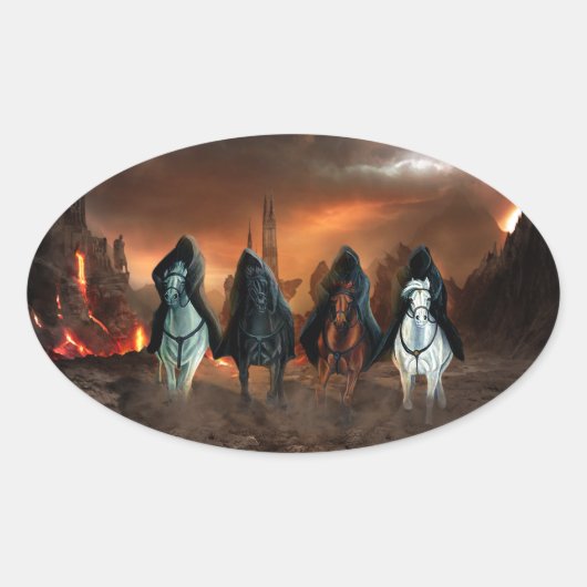 Vier sperma van de Apocalyps Ovale Sticker (Voorkant)