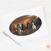 Vier sperma van de Apocalyps Ovale Sticker (Envelop)