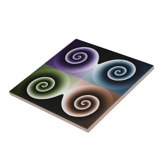 Vier spirale kleurenkunst tegeltje (Zijkant)