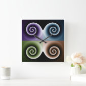 Vier spirale kleurenkunst vierkante klok (Huis)