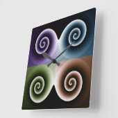 Vier spirale kleurenkunst vierkante klok (Hoek)