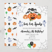 Vier spooky Halloween 4e verjaardagsuitnodiging vo Kaart (Voorkant / Achterkant)