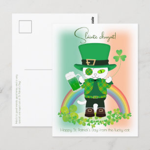 Vier St. Patrick's Day met een Lucky Cat Briefkaart