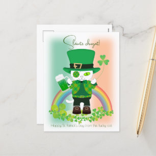 Vier St. Patrick's Day met een Lucky Cat Feestdagenkaart