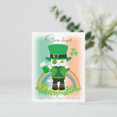 Vier St. Patrick's Day met een Lucky Cat Feestdagenkaart (Staand voorkant)