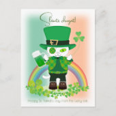 Vier St. Patrick's Day met een Lucky Cat Feestdagenkaart (Voorkant)