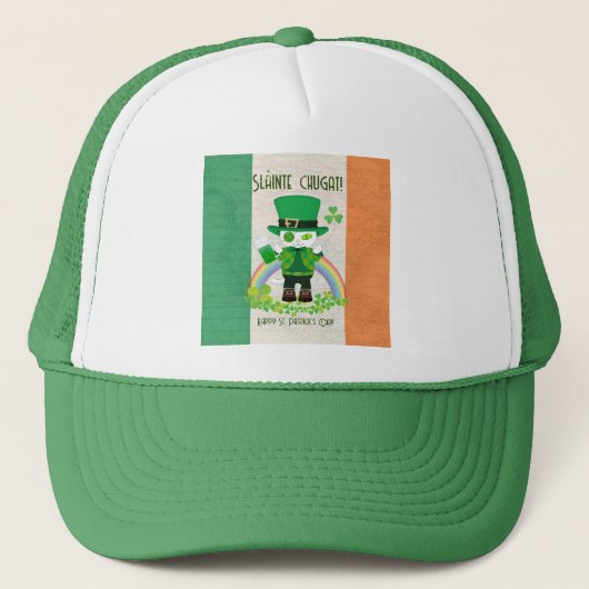 Vier St. Patrick's Day met een Lucky Cat Trucker Pet (Voorkant)