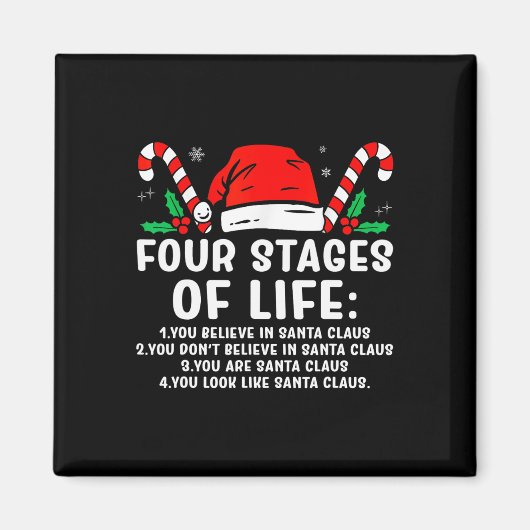 Vier stadia van het leven Santa Funny Christmas X- Magneet (Voorkant)