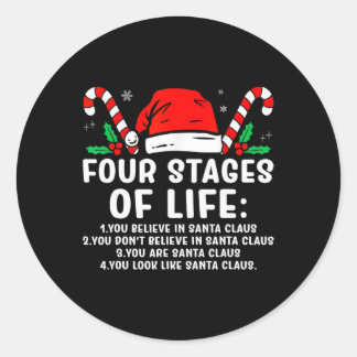 Vier stadia van het leven Santa Funny Christmas X- Ronde Sticker