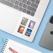 Vier stempels sticker (Laptop met iPhone)