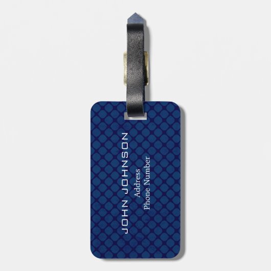 Vier Stripes Monogram Blue en Gold ID207 Bagagelabel (Achterkant verticaal)