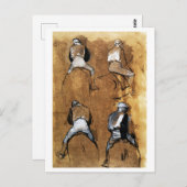 Vier studies van een Jockey, Edgar Degas Briefkaart (Voorkant / Achterkant)