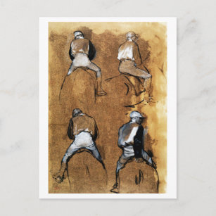 Vier studies van een Jockey, Edgar Degas Briefkaart