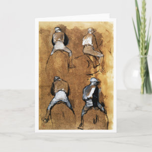 Vier studies van een Jockey, Edgar Degas Kaart