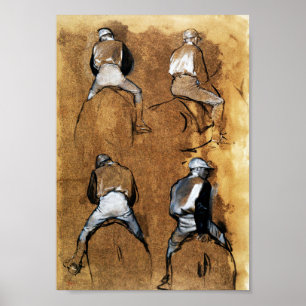 Vier studies van een Jockey, Edgar Degas Poster