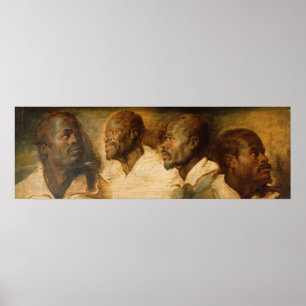 Vier studies van een mannelijke kop, Ruebens Poster