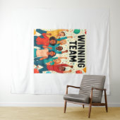 Vier succes – "Winnend Team" Grafisch ontwerp Wandkleed (In Situ (horizontaal))