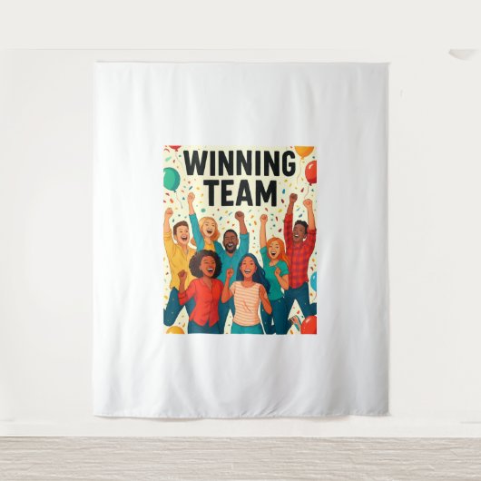Vier succes – "Winnend Team" Grafisch ontwerp Wandkleed (Voorkant)