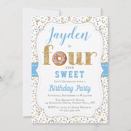 VIER Sweet Donut Boys 4th Birthday Kaart (Voorkant)