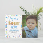 VIER Sweet Donut Boys 4th Birthday Kaart (Staand voorkant)