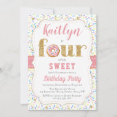 VIER Sweet Donut Girls 4e verjaardag uitnodiging (Voorkant)