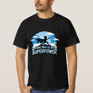 Vier Swordplay met unieke hekwerk Design T-shirt