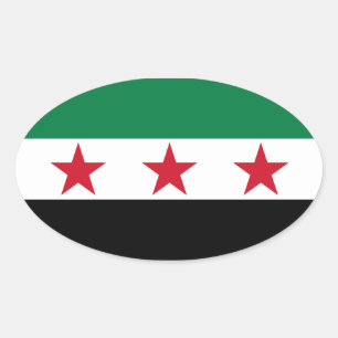 VIER Syrië Vlag Ovale Sticker
