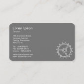 Vier tandwielen II - wit op diep Paars - grijs ter Visitekaartje (Achterkant)