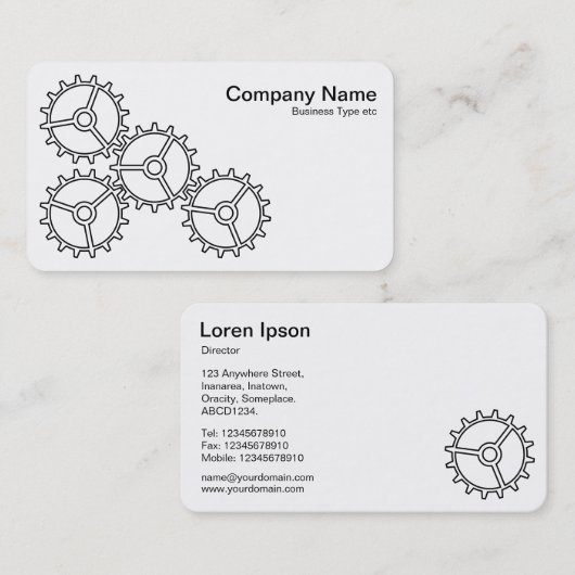 Vier tandwielen II - zwart en wit Visitekaartje (Voorkant / Achterkant)