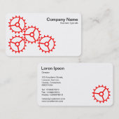 Vier tandwielen III - Rood en wit Visitekaartje (Voorkant / Achterkant)