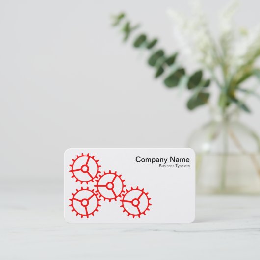 Vier tandwielen III - Rood en wit Visitekaartje (Staand voorkant)