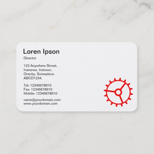 Vier tandwielen III - Rood en wit Visitekaartje (Achterkant)